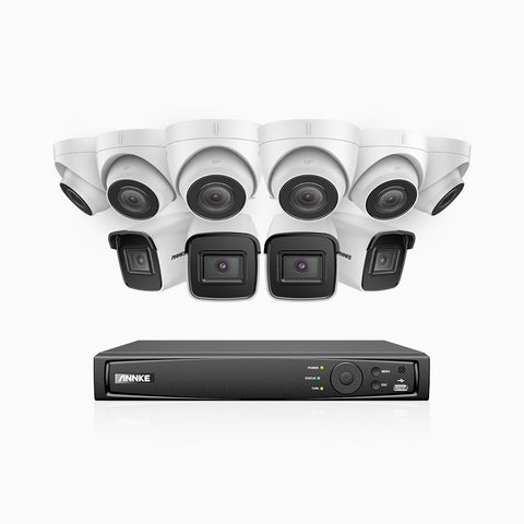 H800 - 4K 16 Channel PoE Security System with 4 Bullet & 6 Turret Cameras, Human & Vehicle Detection, EXIR 2.0 Night Vision, Built-in Mic, RTSP Supported