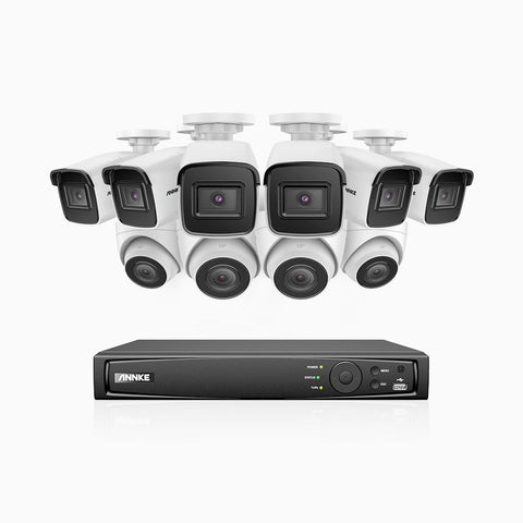 H800 - 4K 16 Channel PoE Security System with 6 Bullet & 4 Turret Cameras, Human & Vehicle Detection, EXIR 2.0 Night Vision, Built-in Mic, RTSP Supported