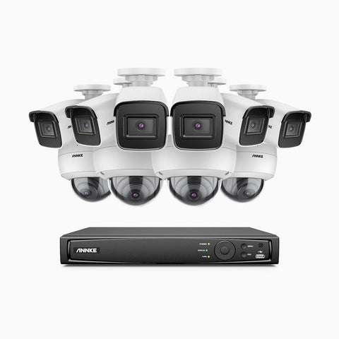 H800 - 4K 16 Channel PoE Security System with 6 Bullet & 4 Dome (IK10) Cameras, Vandal-Resistant, Human & Vehicle Detection, EXIR 2.0 Night Vision, Built-in Mic, RTSP Supported