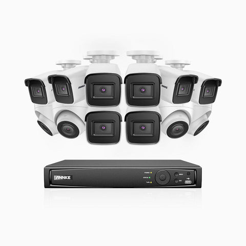 H800 - 4K 16 Channel PoE Security System with 8 Bullet & 4 Turret Cameras, Human & Vehicle Detection, EXIR 2.0 Night Vision, Built-in Mic, RTSP Supported