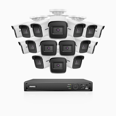 H800 - 4K 16 Channel 16 Cameras PoE Security System, Built-in Microphone, Human & Vehicle Detection, EXIR 2.0 Night Vision, RTSP Supported
