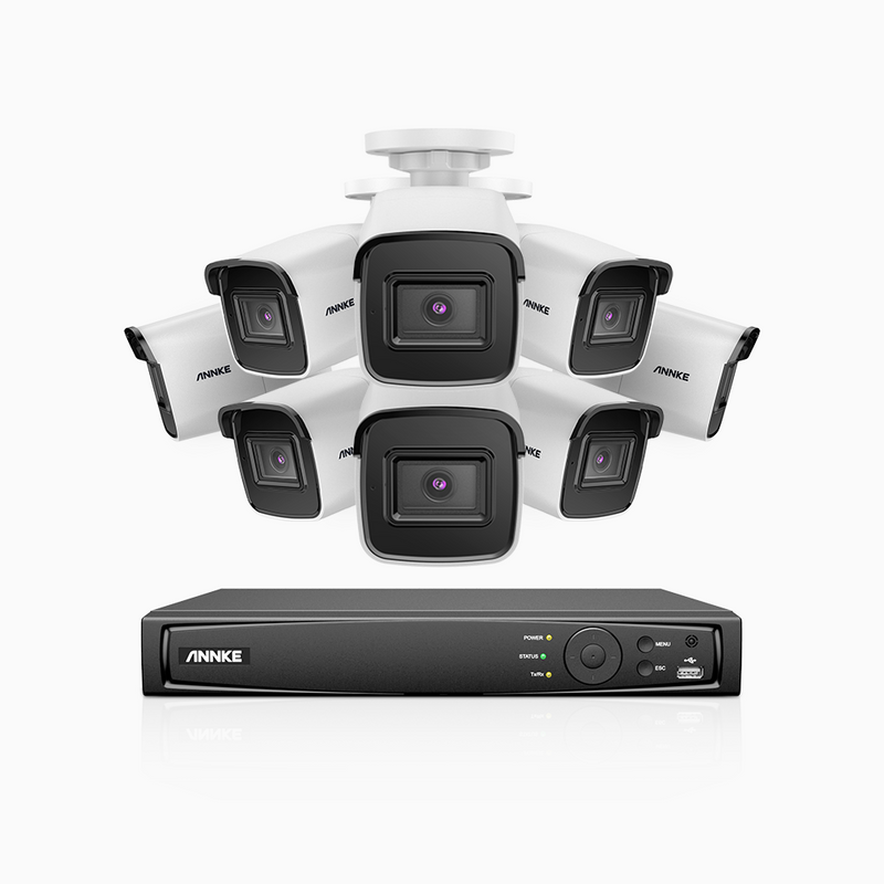H800 - 4K 16 Channel 8 Cameras PoE Security System, Human & Vehicle Detection, Built-in Micphone, EXIR 2.0 Night Vision, RTSP Supported