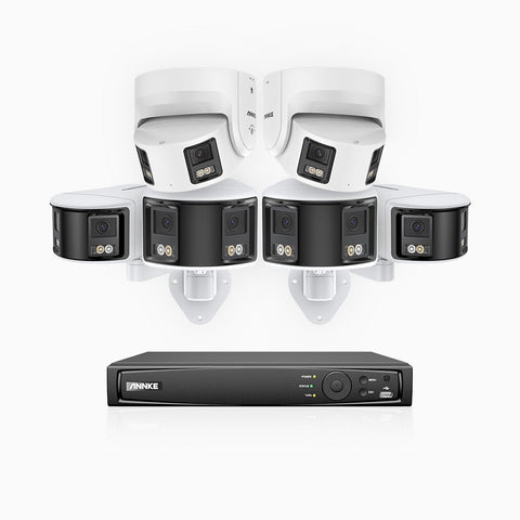 FDH600 - 8 Channel PoE Security System with 4 Bullet & 2 Turret Dual Lens Cameras, 6MP Resolution, 180° Ultra Wide Angle, f/1.2 Super Aperture, Built-in Microphone, Active Siren & Alarm, Human & Vehicle Detection, 2-Way Audio