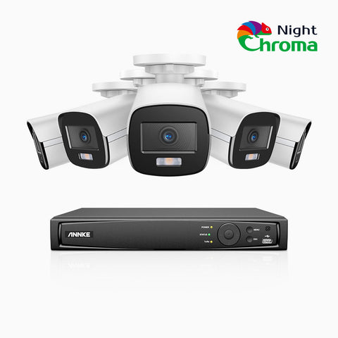 NightChroma<sup>TM</sup> NCK500 - 3K 8 Channel 5 Camera PoE Security System, Acme Color Night Vision, f/1.0 Super Aperture, Active Alignment, Built-in Microphone, IP67
