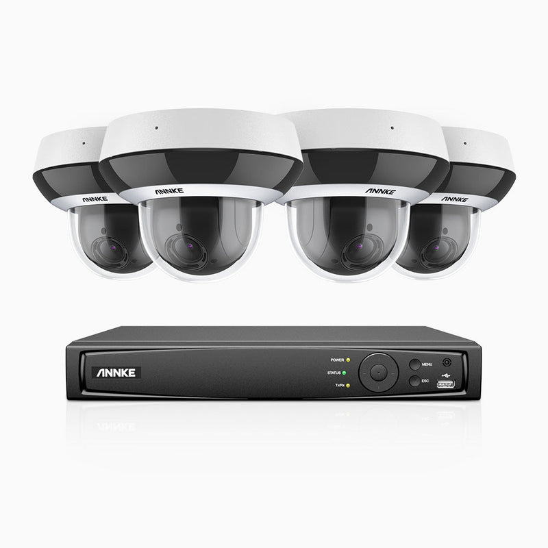 HCZ400 - 8 Channel 4 Camera PTZ PoE Security System, 4MP Super HD, 4X Optical Zoom, IK10 & IP67, 2.8-12 mm Lens, Intelligent Behavior Analysis, Color Night Vision & Anti-Fog