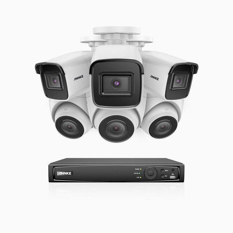 H800 - 4K 8 Channel PoE Security System with 3 Bullet & 3 Turret Cameras, Human & Vehicle Detection, EXIR 2.0 Night Vision, Built-in Mic, RTSP Supported