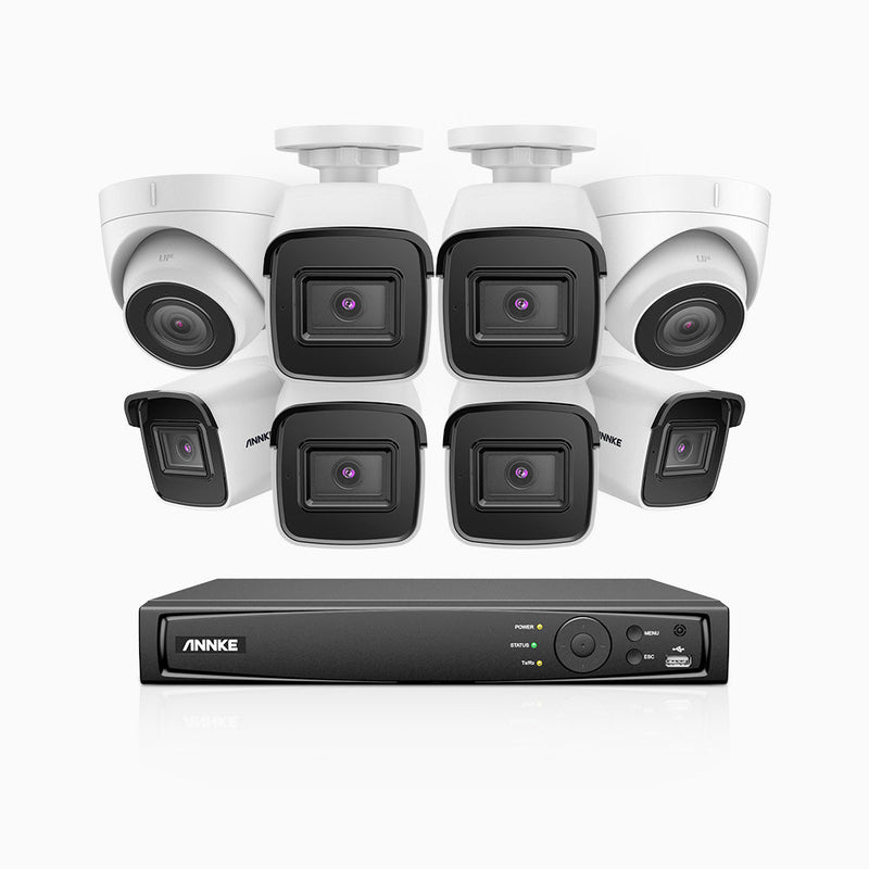 H800 - 4K 8 Channel PoE Security System with 6 Bullet & 2 Turret Cameras, Human & Vehicle Detection,EXIR 2.0 Night Vision, Built-in Mic, RTSP Supported
