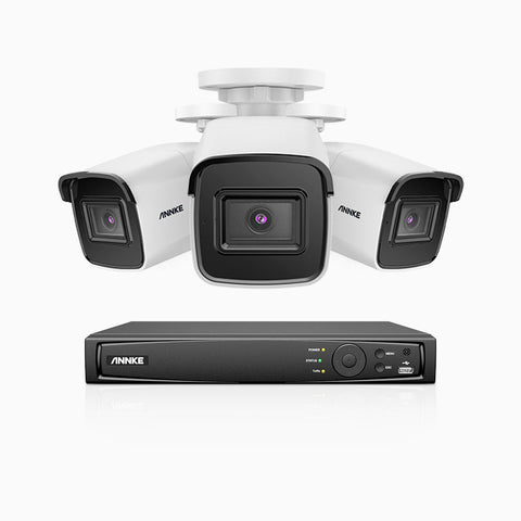 H800 - 4K 8 Channel 3 Cameras PoE Security System, Human & Vehicle Detection, Built-in Mic & SD Card Slot, EXIR 2.0 Night Vision, RTSP Supported