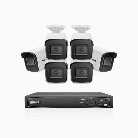 H800 - 4K 8 Channel 6 Cameras PoE Security System, Human & Vehicle Detection, Built-in Micphone, EXIR 2.0 Night Vision, RTSP Supported