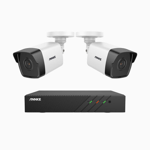 H500 - 5MP 8 Channel 2 Cameras PoE Security System, EXIR 2.0 Night Vision, Built-in Mic & SD Card Slot, RTSP Supported, IP67, Works with Alexa