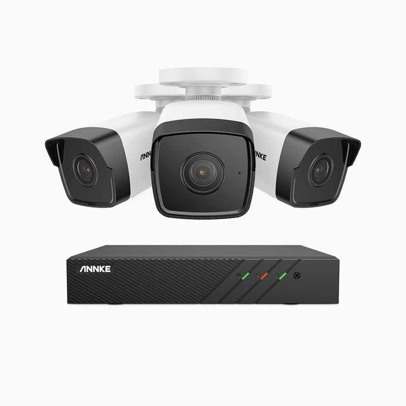 H500 - 5MP Super HD 8 Channel 3 Cameras PoE Security System, EXIR 2.0 Night Vision, Built-in Micphone & SD Card Slot, Works with Alexa, IP67