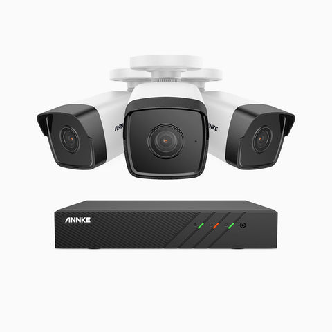 H500 - 5MP Super HD 8 Channel 3 Cameras PoE Security System, EXIR 2.0 Night Vision, Built-in Micphone & SD Card Slot, Works with Alexa, IP67