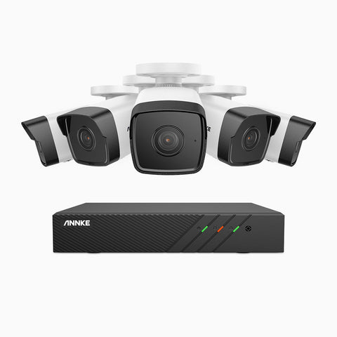 H500 - 5MP Super HD 8 Channel 5 Cameras PoE Security System, EXIR 2.0 Night Vision, Built-in Mic & SD Card Slot, Works with Alexa, IP67