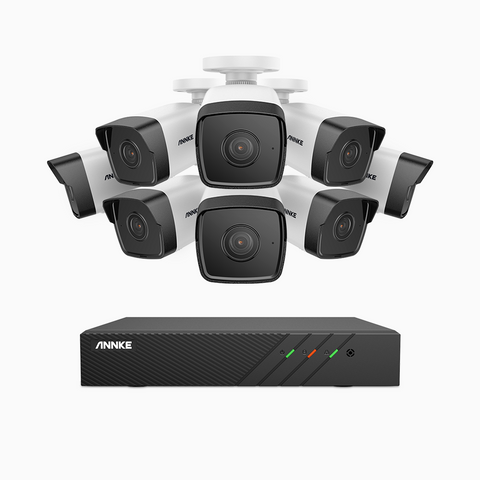H500 - 5MP Super HD 8 Channel 8 Cameras PoE Security System, EXIR 2.0 Night Vision, Built-in Micphone & SD Card Slot, Works with Alexa, IP67