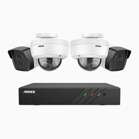 H500 - 5MP 8 Channel PoE Security System with 2 Bullet & 2 Dome Cameras, EXIR 2.0 Night Vision, Built-in Mic & SD Card Slot, Works with Alexa, IP67