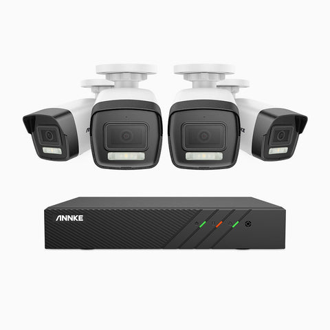 AH500 - 3K 8 Channel 4 Cameras PoE Security System, Color & IR Night Vision, 3072*1728 Resolution, f/1.6 Aperture (0.005 Lux), Human & Vehicle Detection, Built-in Microphone, IP67