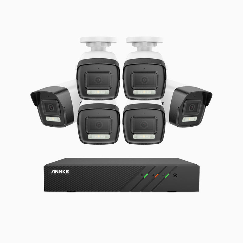 AH500 - 3K 8 Channel 6 Cameras PoE Security System, Color & IR Night Vision, 3072*1728 Resolution, f/1.6 Aperture (0.005 Lux), Human & Vehicle Detection, Built-in Microphone, IP67