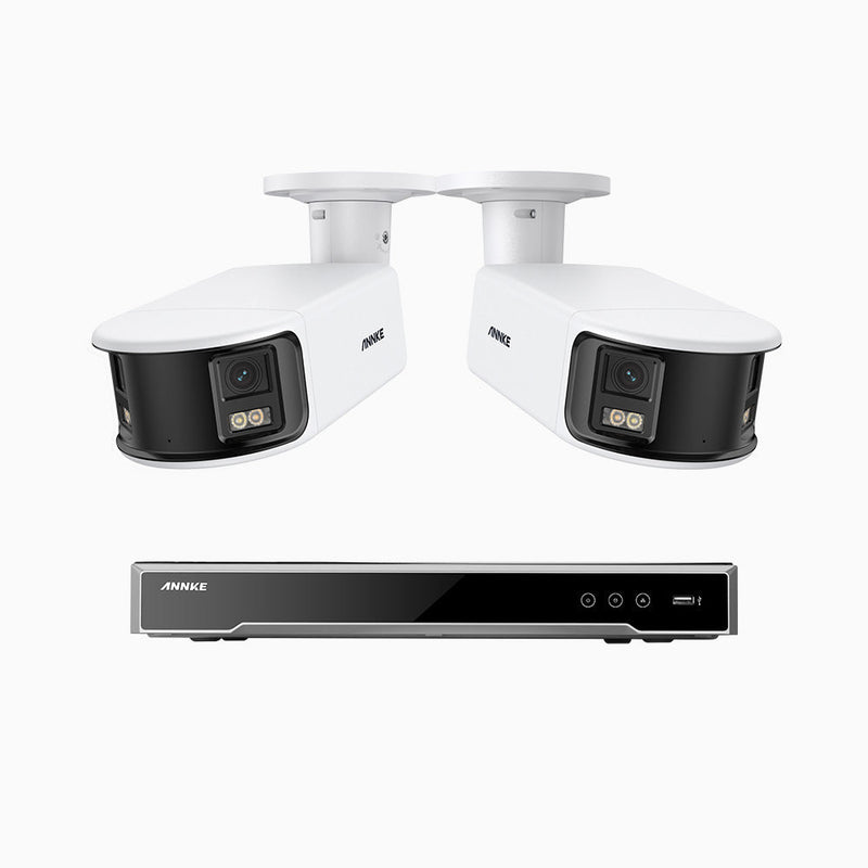 NightChroma<sup>TM</sup> NDK800 – 4K 8 Channel 2 Panoramic Dual Lens Camera PoE Security System, f/1.0 Super Aperture, Acme Color Night Vision, Active Siren and Strobe, Human & Vehicle Detection, 2CH 4K Decoding Capability, Built-in Mic