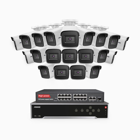H800 - 4K 32 Channel 20 Cameras PoE Security System, Human & Vehicle Detection, EXIR 2.0 Night Vision, Built-in Mic, RTSP Supported, 16-Port PoE Switch Included