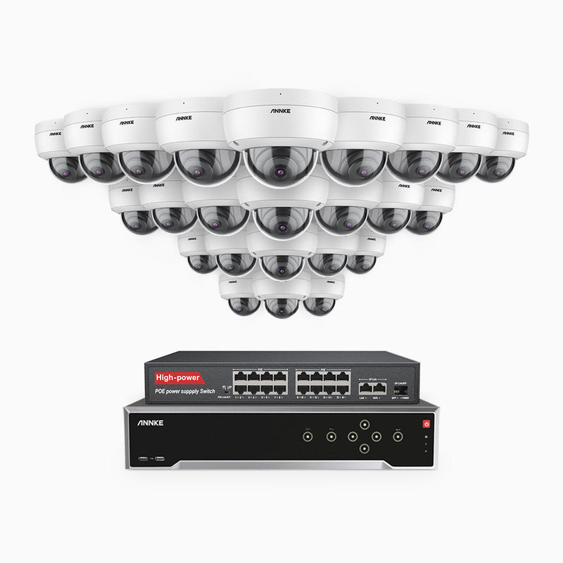 H800 - 4K 32 Channel 24 Cameras PoE Security System, Human & Vehicle Detection, EXIR 2.0 Night Vision, Built-in Mic, RTSP Supported, 16-Port PoE Switch Included
