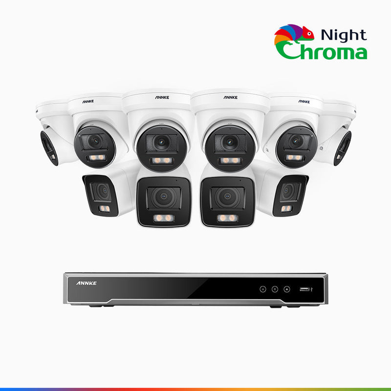 NightChroma<sup>TM</sup> NCK800 – 4K 16 Channel PoE Security System with 4 Bullet & 6 Turret Cameras, f/1.0 Super Aperture, Color Night Vision, 2CH 4K Decoding Capability, Human & Vehicle Detection, Intelligent Behavior Analysis, Built-in Mic, 124° FoV
