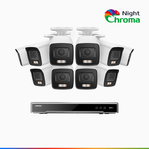 NightChroma<sup>TM</sup> NCK800 – 4K 16 Channel 10 Camera PoE Security System,  f/1.0 Super Aperture, Color Night Vision, 2CH 4K Decoding Capability, Human & Vehicle Detection, Intelligent Behavior Analysis, Built-in Mic, 124° FoV
